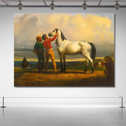 Il Cavallo Grigio Alla Fiera Dei Cavalli Rosa Bonheur rbn46 quadro stampato su tela