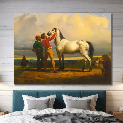 Il Cavallo Grigio Alla Fiera Dei Cavalli Rosa Bonheur rbn46 quadro stampato su tela
