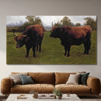 Due Tori Al Pascolo Rosa Bonheur rbn55 quadro stampato su tela
