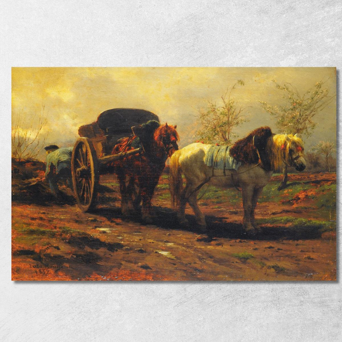 Due Cavalli Per Un Carro Rosa Bonheur rbn57 quadro stampato su tela Due Cavalli Per Un Carro Rosa Bonheur rbn57 quadro stampato su tela
