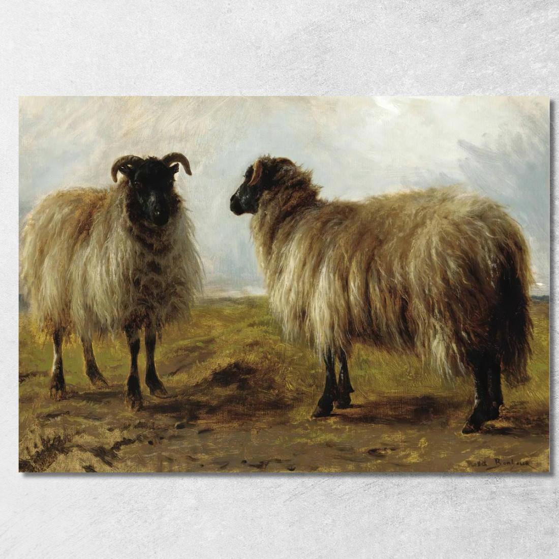 Due Arieti In Un Paesaggio Rosa Bonheur rbn59 quadro stampato su tela Due Arieti In Un Paesaggio Rosa Bonheur rbn59 quadro stampato su tela