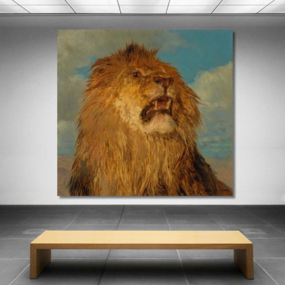 Testa Di Leone Rialzata Rosa Bonheur rbn61 quadro stampato su tela