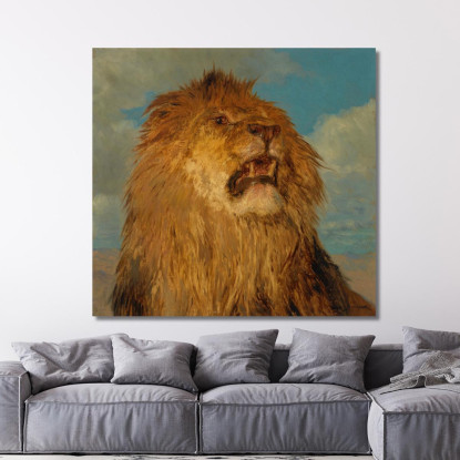 Testa Di Leone Rialzata Rosa Bonheur rbn61 quadro stampato su tela