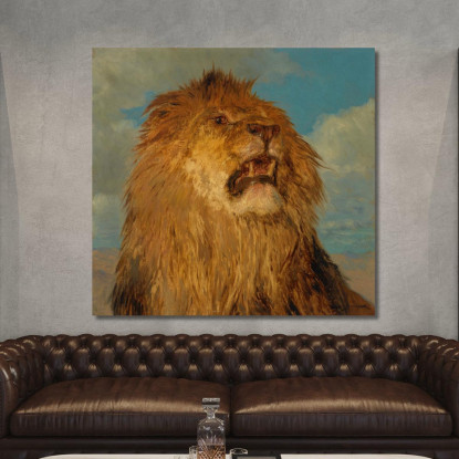 Testa Di Leone Rialzata Rosa Bonheur rbn61 quadro stampato su tela
