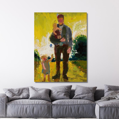 Uomo Con Bambini Zygmunt Waliszewski zwl29 quadro stampato su tela