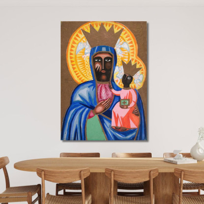 Madonna Nera Di Częstochowa Zygmunt Waliszewski zwl30 quadro stampato su tela
