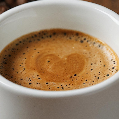 Modern Painting Espresso Cup With Coffee Beans On Wooden Table canvas print