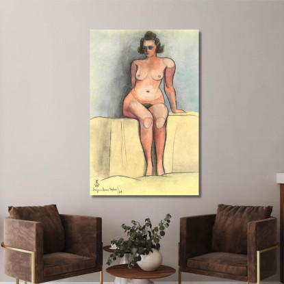 Nudo Femminile Seduto Karl Wiener kwn662 quadro stampato su tela