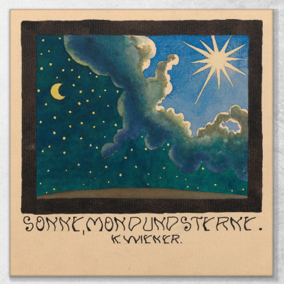 Sole Luna E Stelle Karl Wiener kwn664 quadro stampato su tela