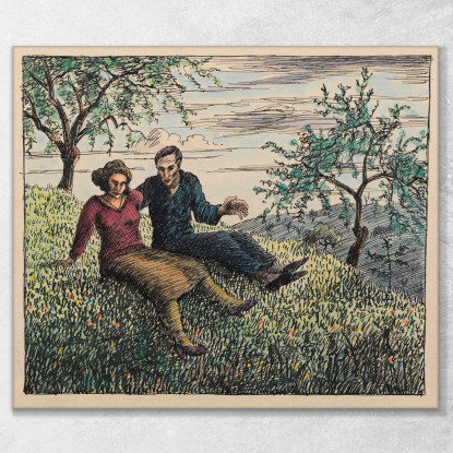 Conversazione Nell'Erba Karl Wiener kwn709 quadro stampato su tela
