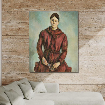 Madame Cézanne In Abito Rosso Paul Cézanne pcz69 quadro stampato su tela
