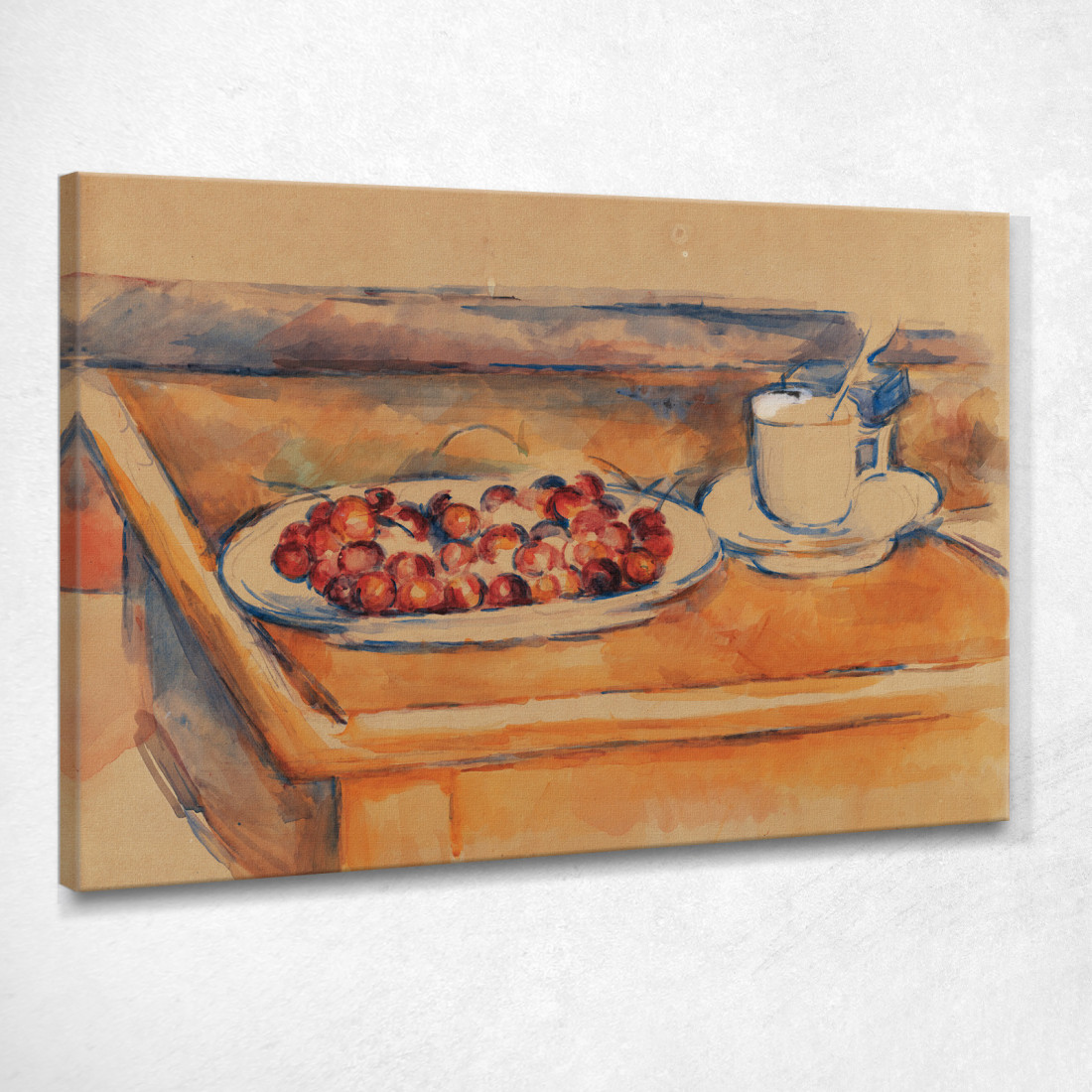 Tazza E Piatto Di Ciliege Paul Cézanne pcz104 quadro stampato su tela Tazza E Piatto Di Ciliege Paul Cézanne pcz104 quadro stampato su tela