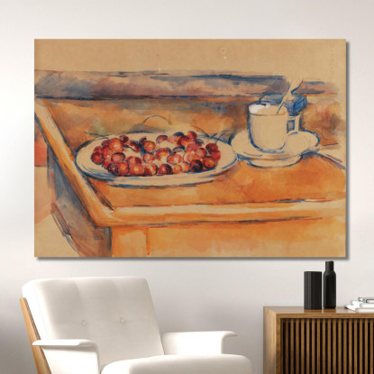 Tazza E Piatto Di Ciliege Paul Cézanne pcz104 quadro stampato su tela