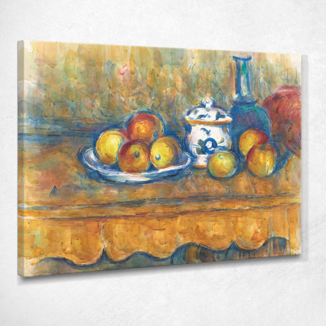 Natura Morta Con Zuccheriera E Mele Blu Paul Cézanne pcz215 quadro stampato su tela Natura Morta Con Zuccheriera E Mele Blu Paul Cézanne pcz215 quadro stampato su tela