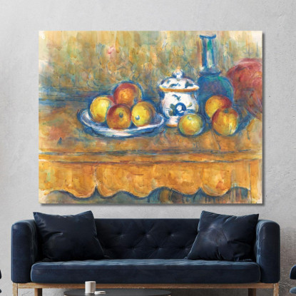 Natura Morta Con Zuccheriera E Mele Blu Paul Cézanne pcz215 quadro stampato su tela