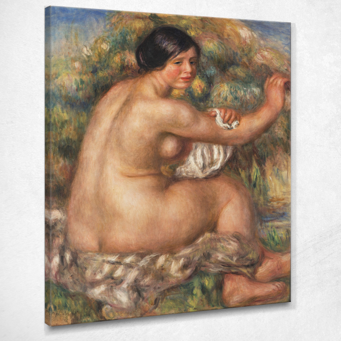 Bagnante Che Si Asciuga Il Braccio Destro Grande Seduta Nuda 1912 Pierre-Auguste Renoir par39 quadro stampato su tela