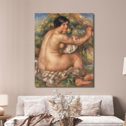 Bagnante Che Si Asciuga Il Braccio Destro Grande Seduta Nuda 1912 Pierre-Auguste Renoir par39 quadro stampato su tela