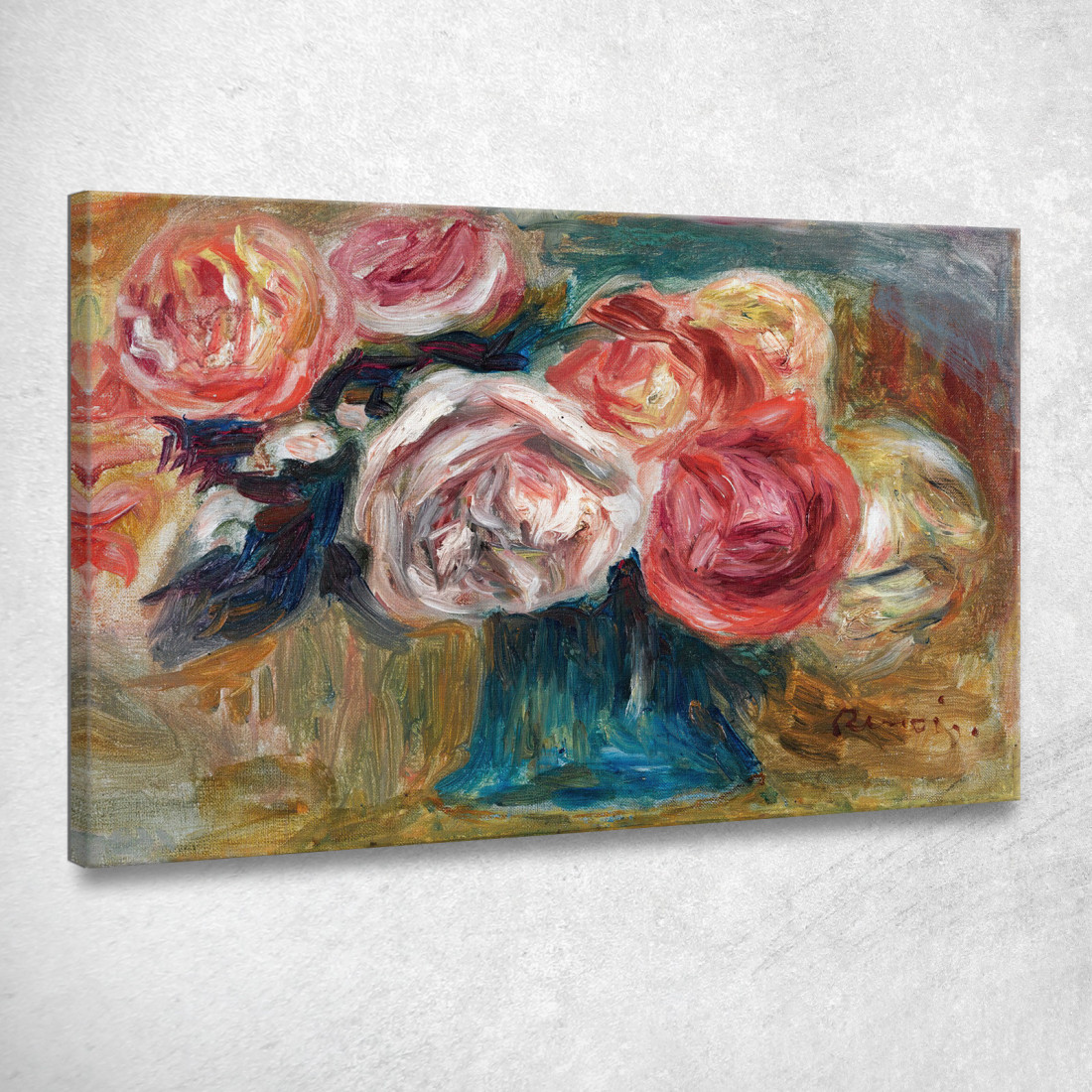 Mazzo Di Rose In Un Vaso Pierre-Auguste Renoir par167 quadro stampato su tela Mazzo Di Rose In Un Vaso Pierre-Auguste Renoir par167 quadro stampato su tela
