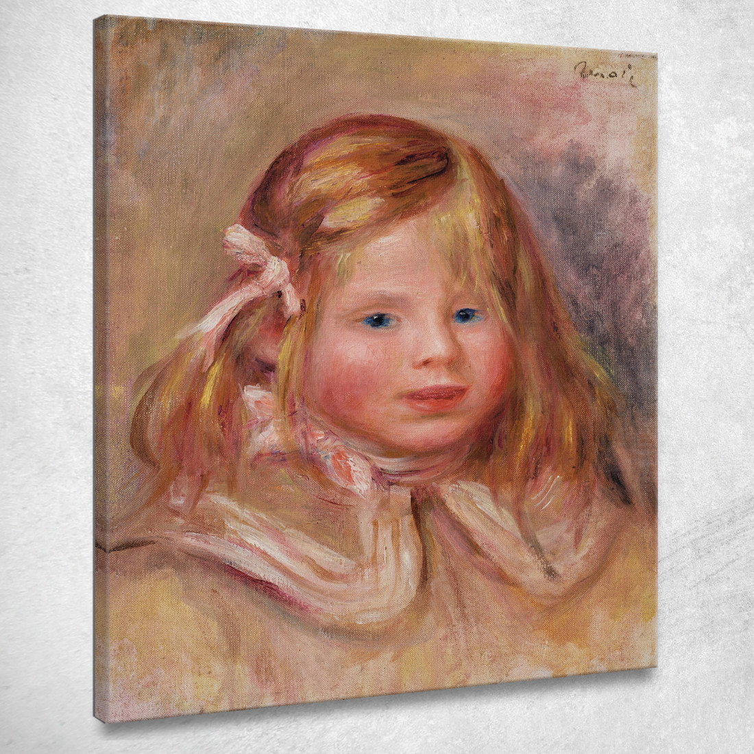 Coco Con Il Nastro Rosa Pierre-Auguste Renoir par190 quadro stampato su tela Coco Con Il Nastro Rosa Pierre-Auguste Renoir par190 quadro stampato su tela