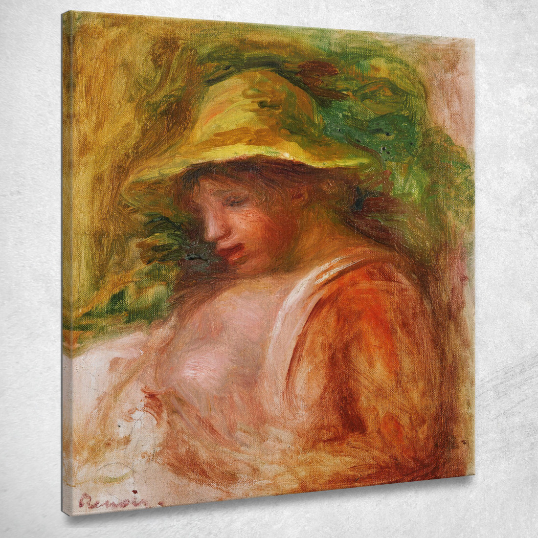 Donna Con Cappello Pierre-Auguste Renoir par210 quadro stampato su tela Donna Con Cappello Pierre-Auguste Renoir par210 quadro stampato su tela