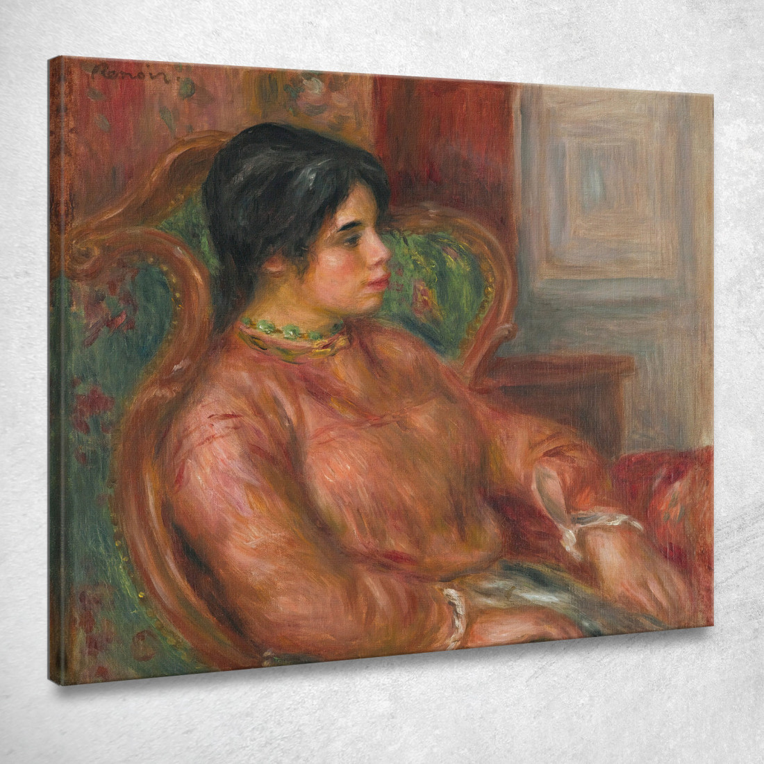 La Donna Sulla Poltrona Verde Pierre-Auguste Renoir par211 quadro stampato su tela La Donna Sulla Poltrona Verde Pierre-Auguste Renoir par211 quadro stampato su tela