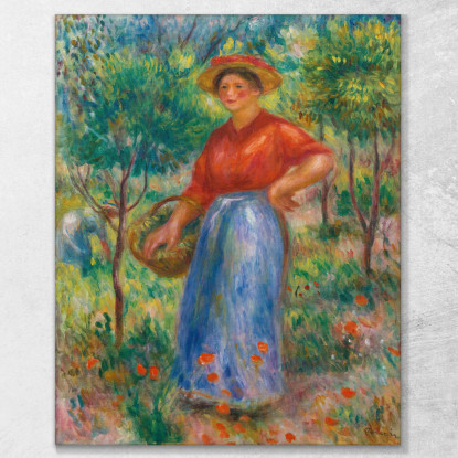 Giovane Ragazza Con Il Cesto Gabrielle Nel Giardino Pierre-Auguste Renoir par272 quadro stampato su tela