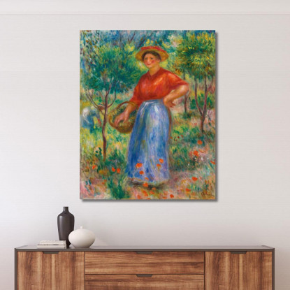 Giovane Ragazza Con Il Cesto Gabrielle Nel Giardino Pierre-Auguste Renoir par272 quadro stampato su tela