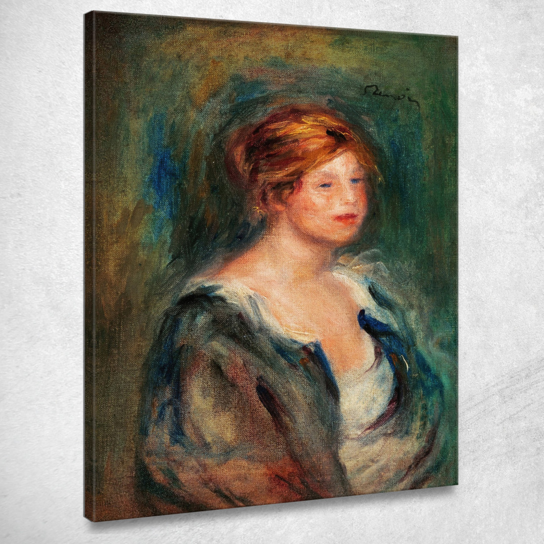 Giovane Ragazza In Blu Testa Di Donna Bionda Pierre-Auguste Renoir par273 quadro stampato su tela Giovane Ragazza In Blu Testa Di Donna Bionda Pierre-Auguste Renoir par273 quadro stampato su tela