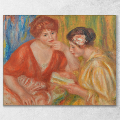 Lettura Di Due Donne Con Corpetti Rossi E Rosa Pierre-Auguste Renoir par282 quadro stampato su tela