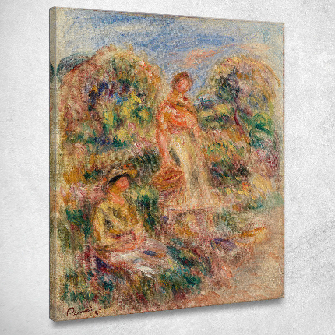 Donna In Piedi E Donna Seduta In Un Paesaggio Pierre-Auguste Renoir par454 quadro stampato su tela Donna In Piedi E Donna Seduta In Un Paesaggio Pierre-Auguste Renoir par454 quadro stampato su tela