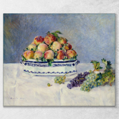 Natura Morta Con Pesche E Uva Pierre-Auguste Renoir par458 quadro stampato su tela