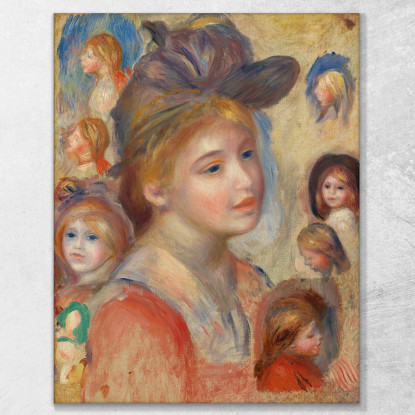 Studio Delle Teste Delle Ragazze Pierre-Auguste Renoir par462 quadro stampato su tela