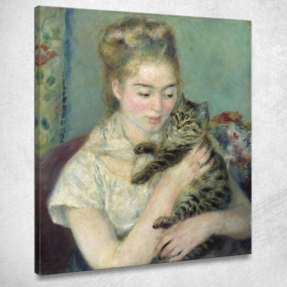 Donna Con Un Gatto Pierre-Auguste Renoir par517 quadro stampato su tela