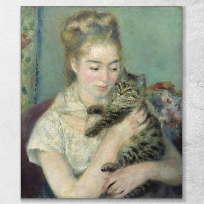 Donna Con Un Gatto Pierre-Auguste Renoir par517 quadro stampato su tela