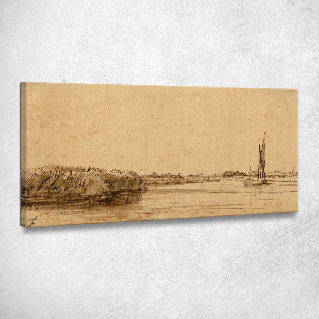 Una Barca A Vela Su Un'Ampia Distesa D'Acqua Rembrandt van Rijn rvr3 quadro stampato su tela Una Barca A Vela Su Un'Ampia Distesa D'Acqua Rembrandt van Rijn rvr3 quadro stampato su tela