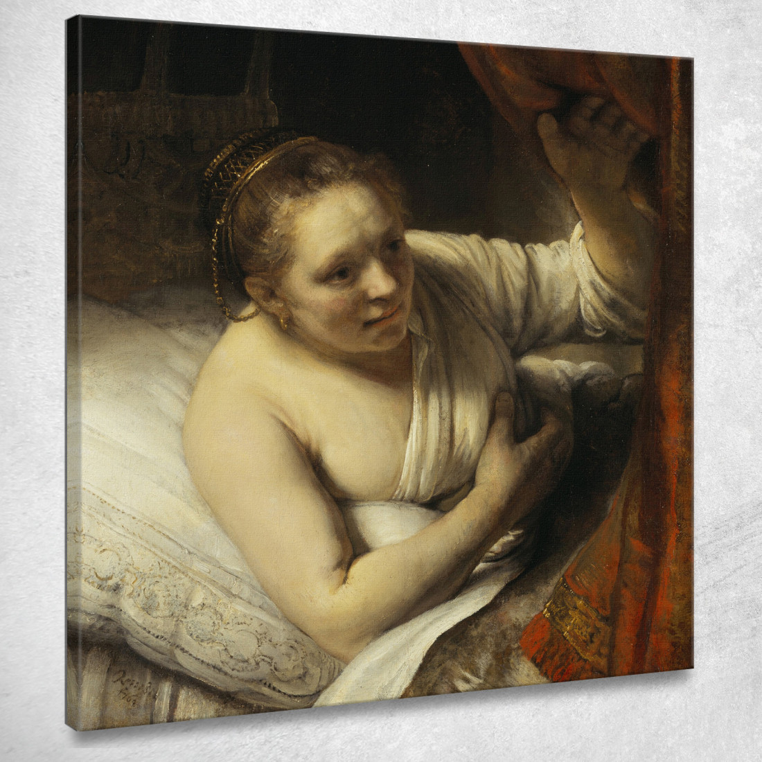 Una Donna A Letto Rembrandt van Rijn rvr5 quadro stampato su tela Una Donna A Letto Rembrandt van Rijn rvr5 quadro stampato su tela
