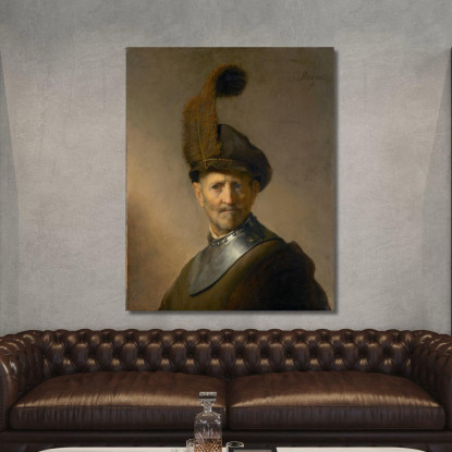 Un Vecchio In Costume Militare Rembrandt van Rijn rvr20 quadro stampato su tela