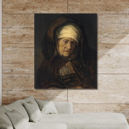 Testa Di Donna Anziana Rembrandt van Rijn rvr58 quadro stampato su tela