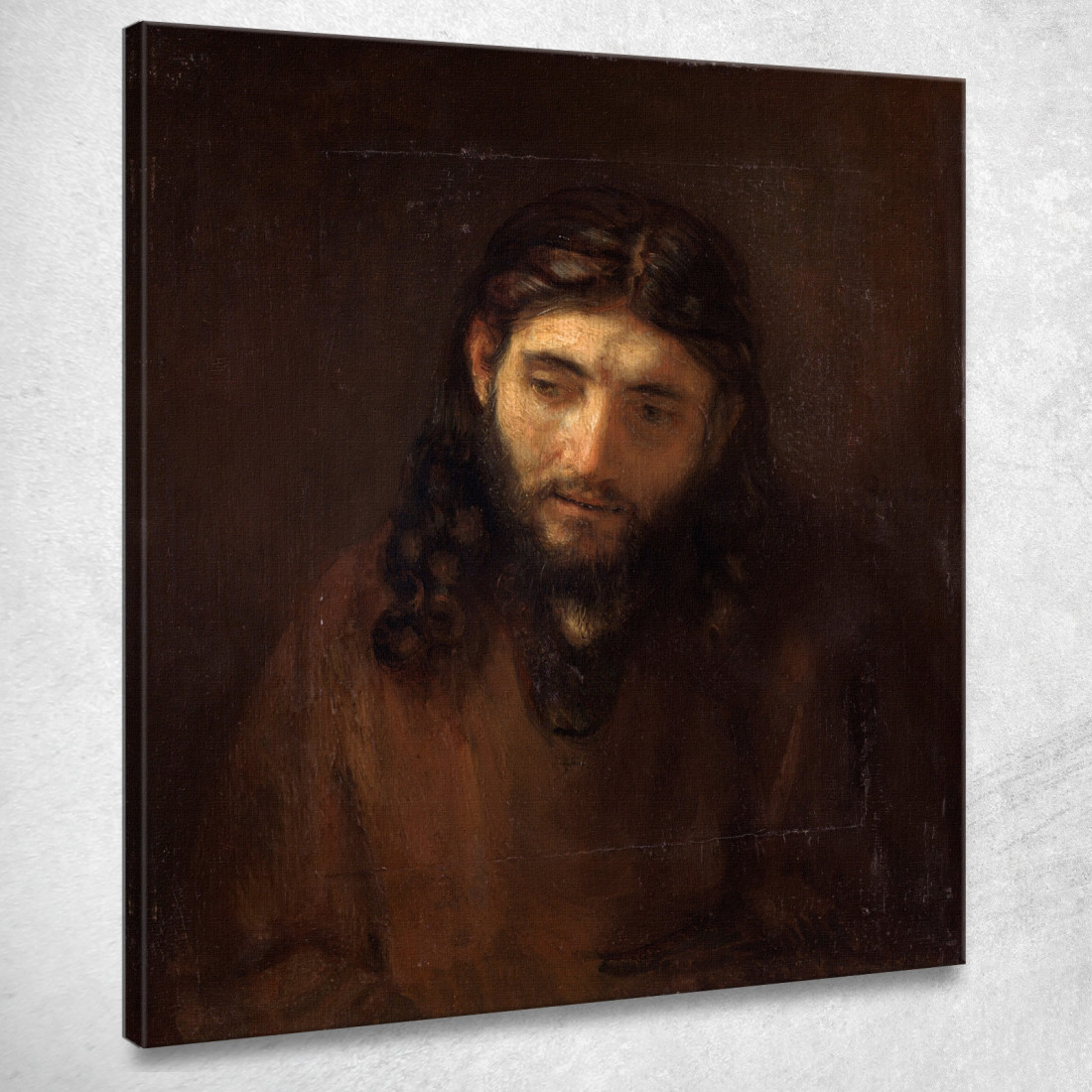 Testa Di Cristo Rembrandt van Rijn rvr60 quadro stampato su tela Testa Di Cristo Rembrandt van Rijn rvr60 quadro stampato su tela