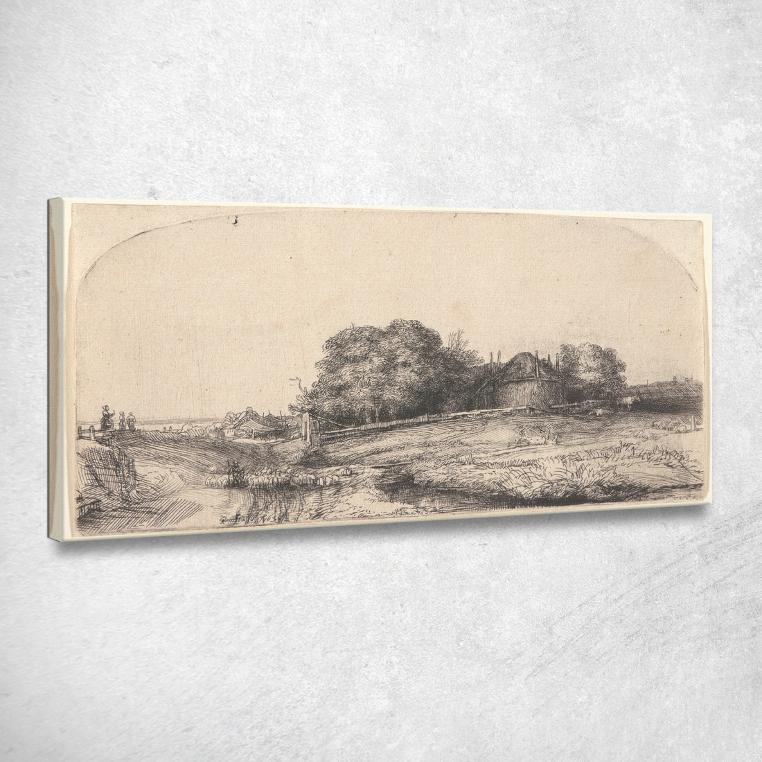 Paesaggio Con Fienile E Gregge Di Pecore Rembrandt van Rijn rvr78 quadro stampato su tela Paesaggio Con Fienile E Gregge Di Pecore Rembrandt van Rijn rvr78 quadro stampato su tela