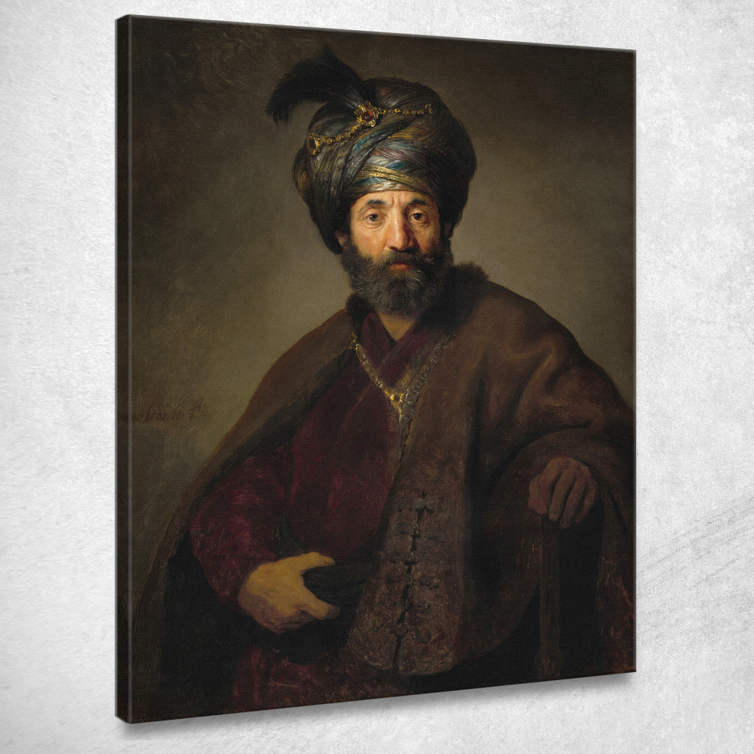 Uomo In Costume Orientale Rembrandt van Rijn rvr95 quadro stampato su tela Uomo In Costume Orientale Rembrandt van Rijn rvr95 quadro stampato su tela