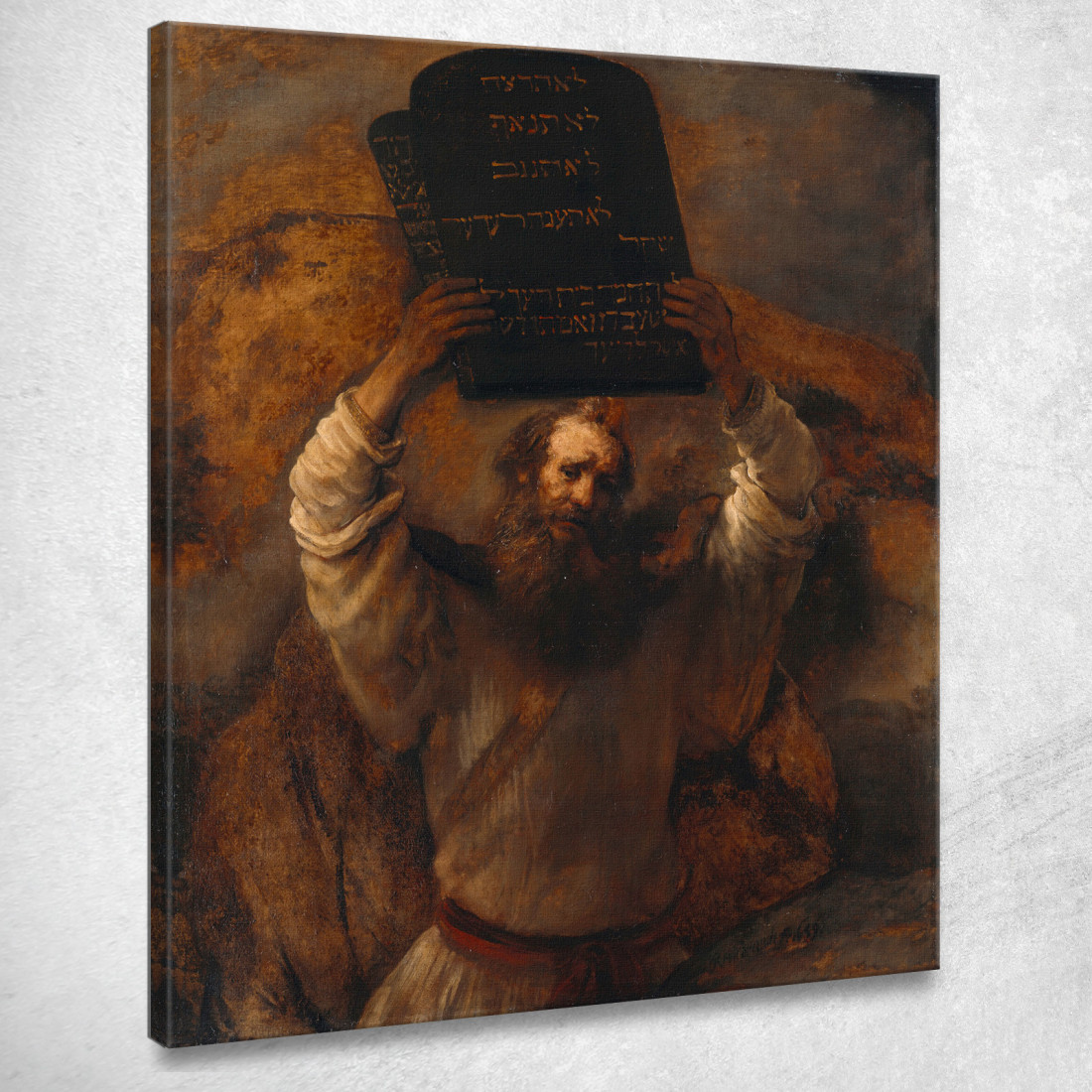 Mosè Frantuma Le Tavole Della Legge Rembrandt van Rijn rvr102 quadro stampato su tela Mosè Frantuma Le Tavole Della Legge Rembrandt van Rijn rvr102 quadro stampato su tela