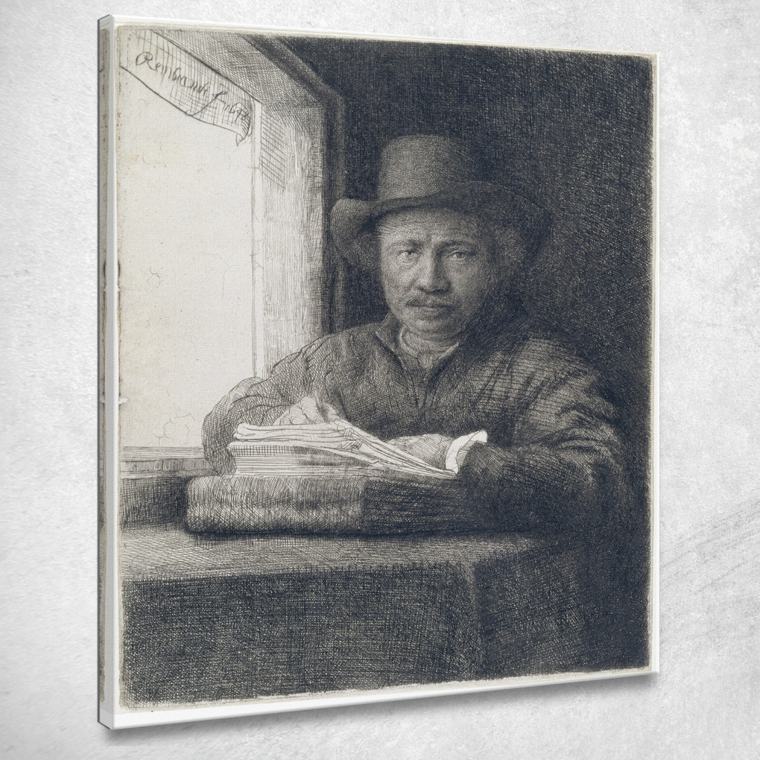Acquaforte Con Autoritratto Davanti A Una Finestra Rembrandt van Rijn rvr179 quadro stampato su tela Acquaforte Con Autoritratto Davanti A Una Finestra Rembrandt van Rijn rvr179 quadro stampato su tela