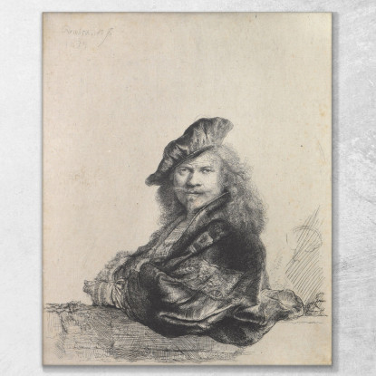 Autoritratto Appoggiato A Un Davanzale Di Pietra 2 Rembrandt van Rijn rvr182 quadro stampato su tela