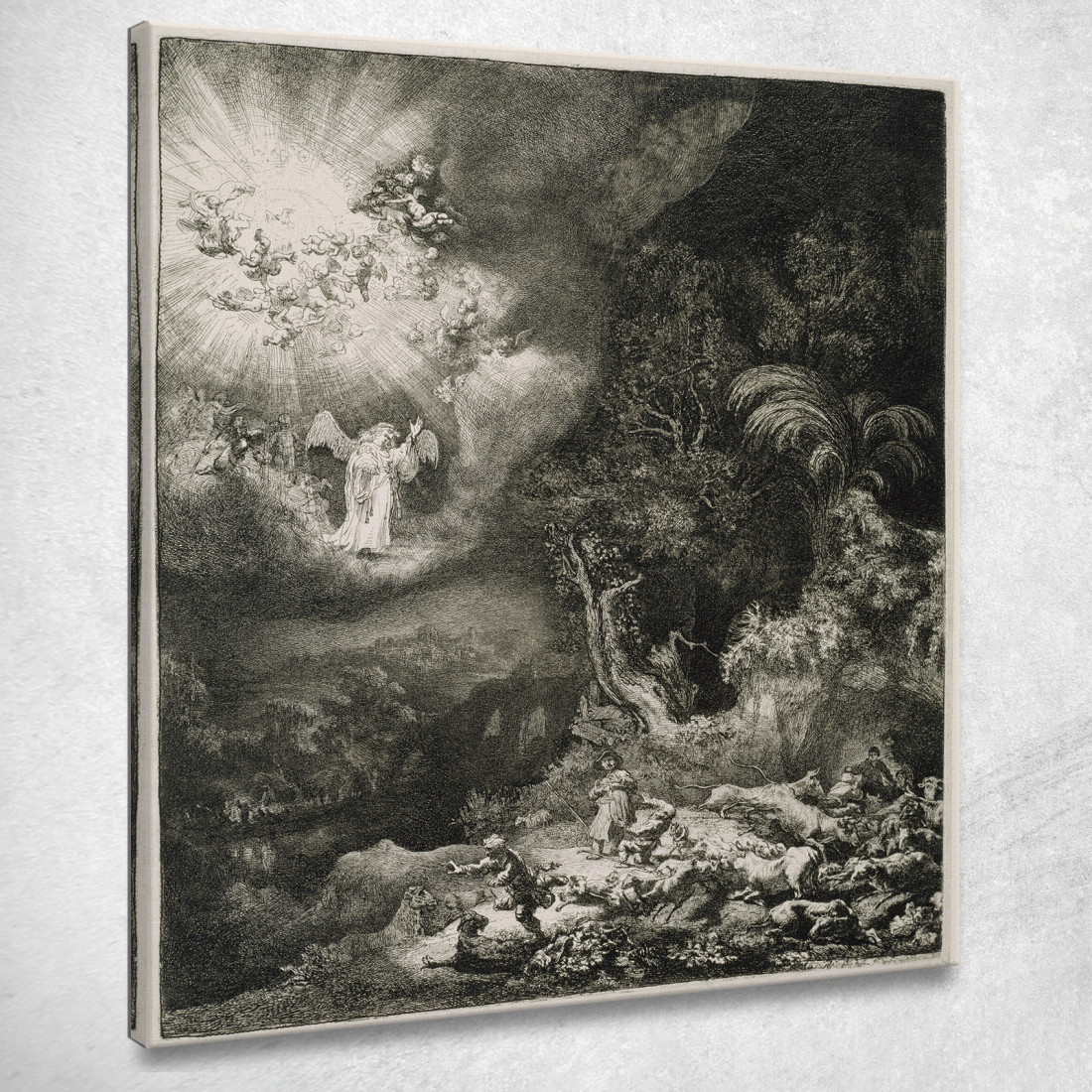 L'Angelo Appare Ai Pastori 3 Rembrandt van Rijn rvr205 quadro stampato su tela L'Angelo Appare Ai Pastori 3 Rembrandt van Rijn rvr205 quadro stampato su tela