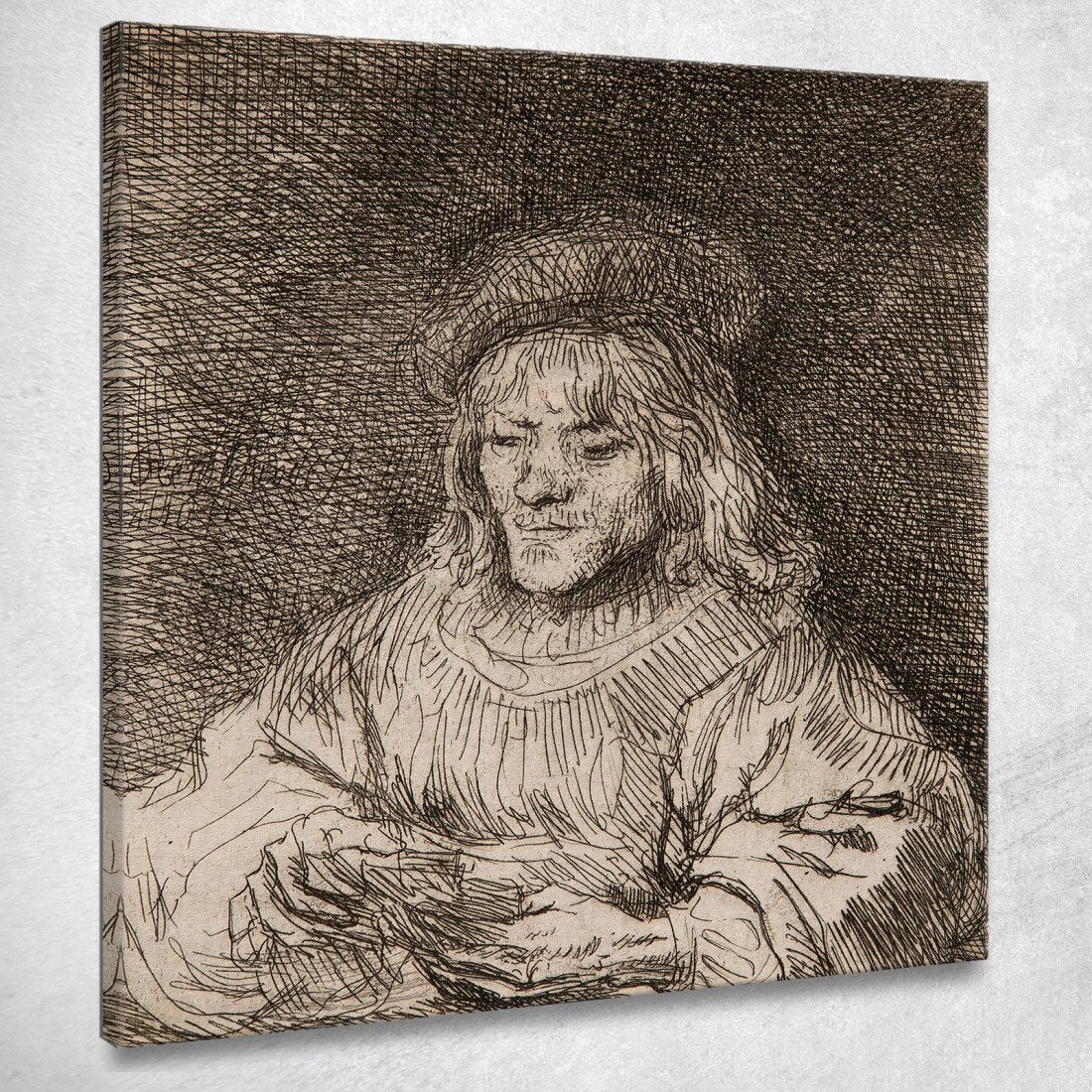 Il Giocatore Di Carte Rembrandt van Rijn rvr210 quadro stampato su tela Il Giocatore Di Carte Rembrandt van Rijn rvr210 quadro stampato su tela