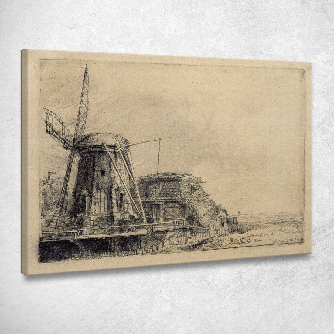 Il Mulino A Vento Rembrandt van Rijn rvr256 quadro stampato su tela Il Mulino A Vento Rembrandt van Rijn rvr256 quadro stampato su tela