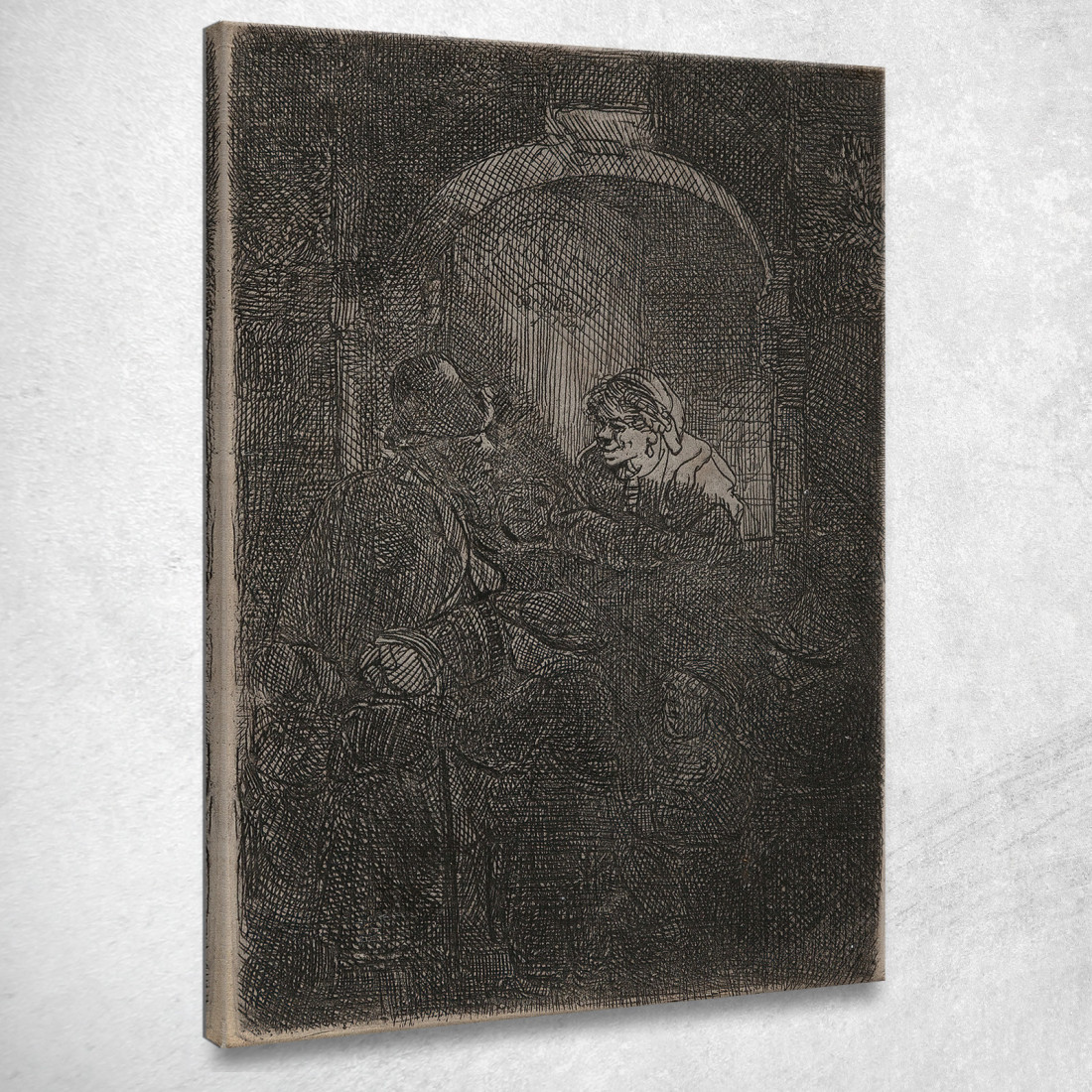 Una Donna Davanti A Una Porta Parla Con Un Uomo E I Bambini Il Maestro Rembrandt van Rijn rvr267 quadro stampato su tela Una Donna Davanti A Una Porta Parla Con Un Uomo E I Bambini Il Maestro Rembrandt van Rijn rvr267 quadro stampato su tela
