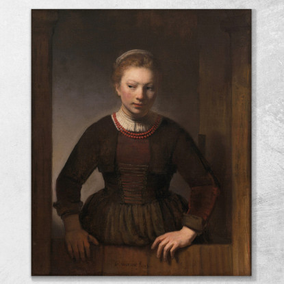Giovane Donna A Una Mezza Porta Aperta Rembrandt van Rijn rvr274 quadro stampato su tela