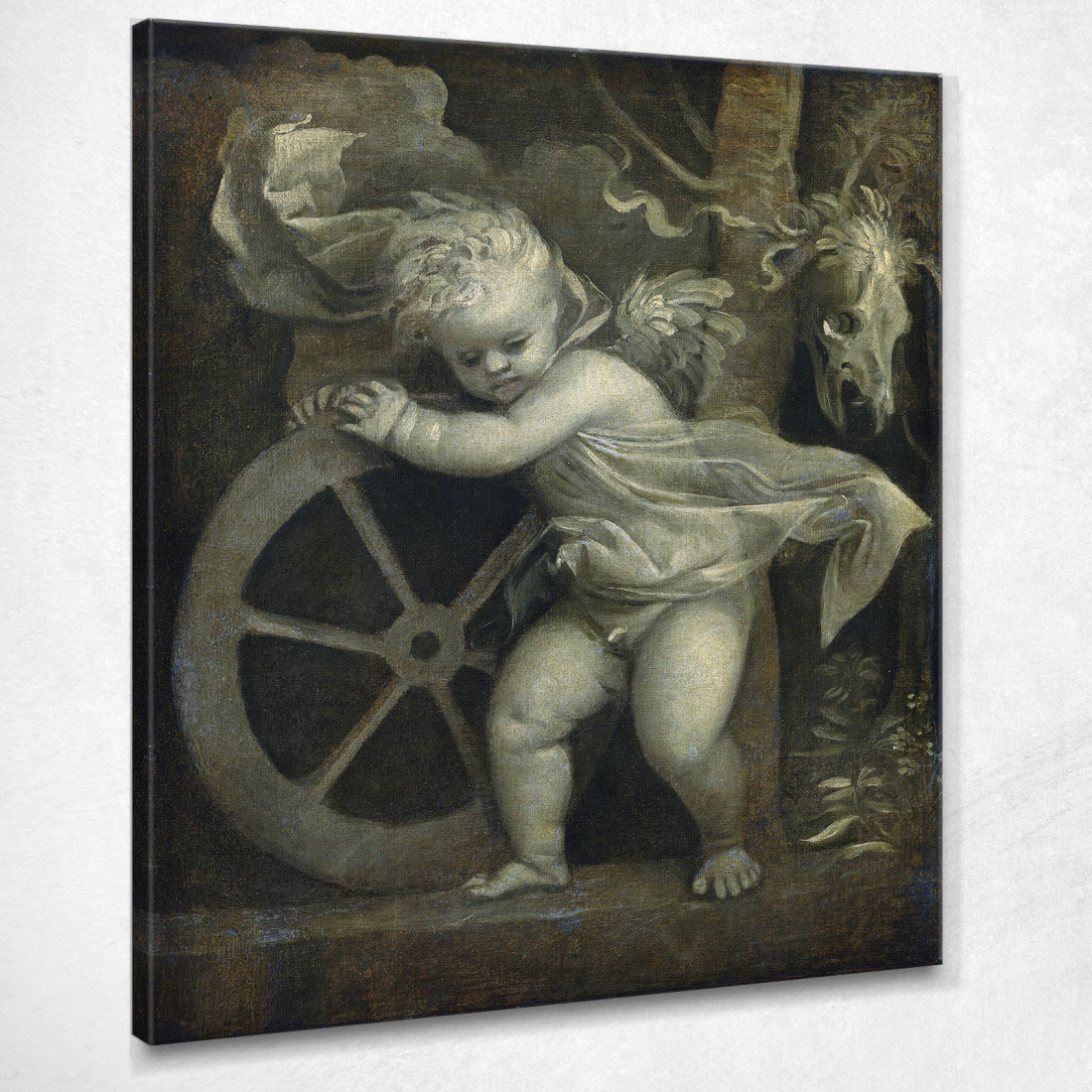 Cupido Con La Ruota Del Tempo Titian Tiziano Vecellio ttn16 quadro stampato su tela Cupido Con La Ruota Del Tempo Titian Tiziano Vecellio ttn16 quadro stampato su tela